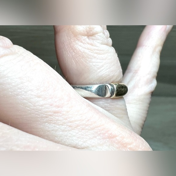Vintage Designer Signed Sterling Silver/14K Gold Modernist Band Ring, Size 6 - Picture 6 of 8